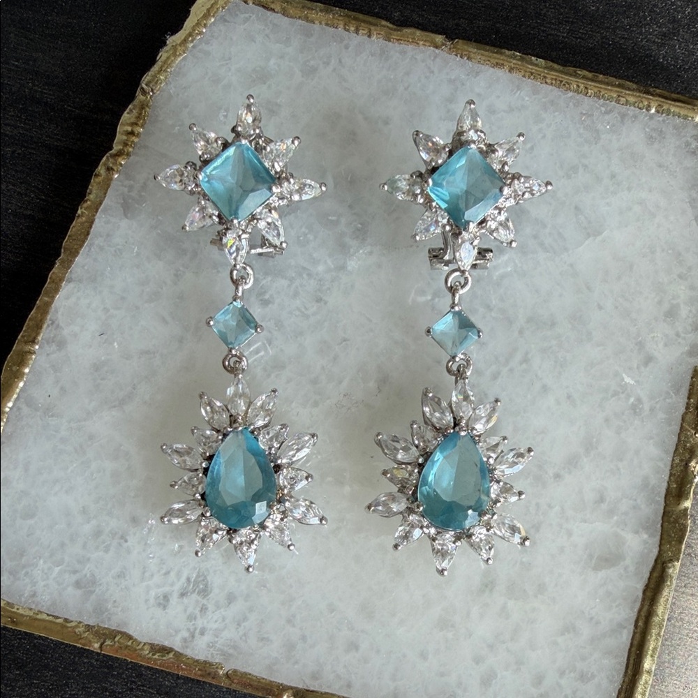 Elegant Blue and Silver Drop Earrings